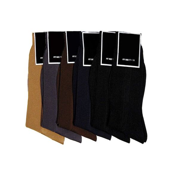 Mens 6 Pack Neutral Thin Dress Socks - Picture 6 of 6